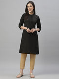 Juniper Black Rayon Festive Solid Straight Kurta For Women | Grocsy