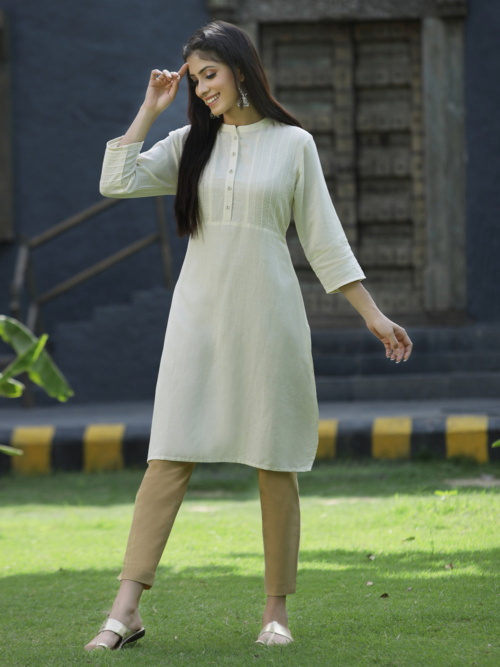 Juniper Ivory Rayon Festive Solid Straight Kurta For Women | Grocsy