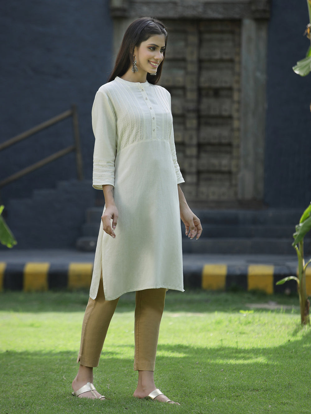 Juniper Ivory Rayon Festive Solid Straight Kurta For Women | Grocsy
