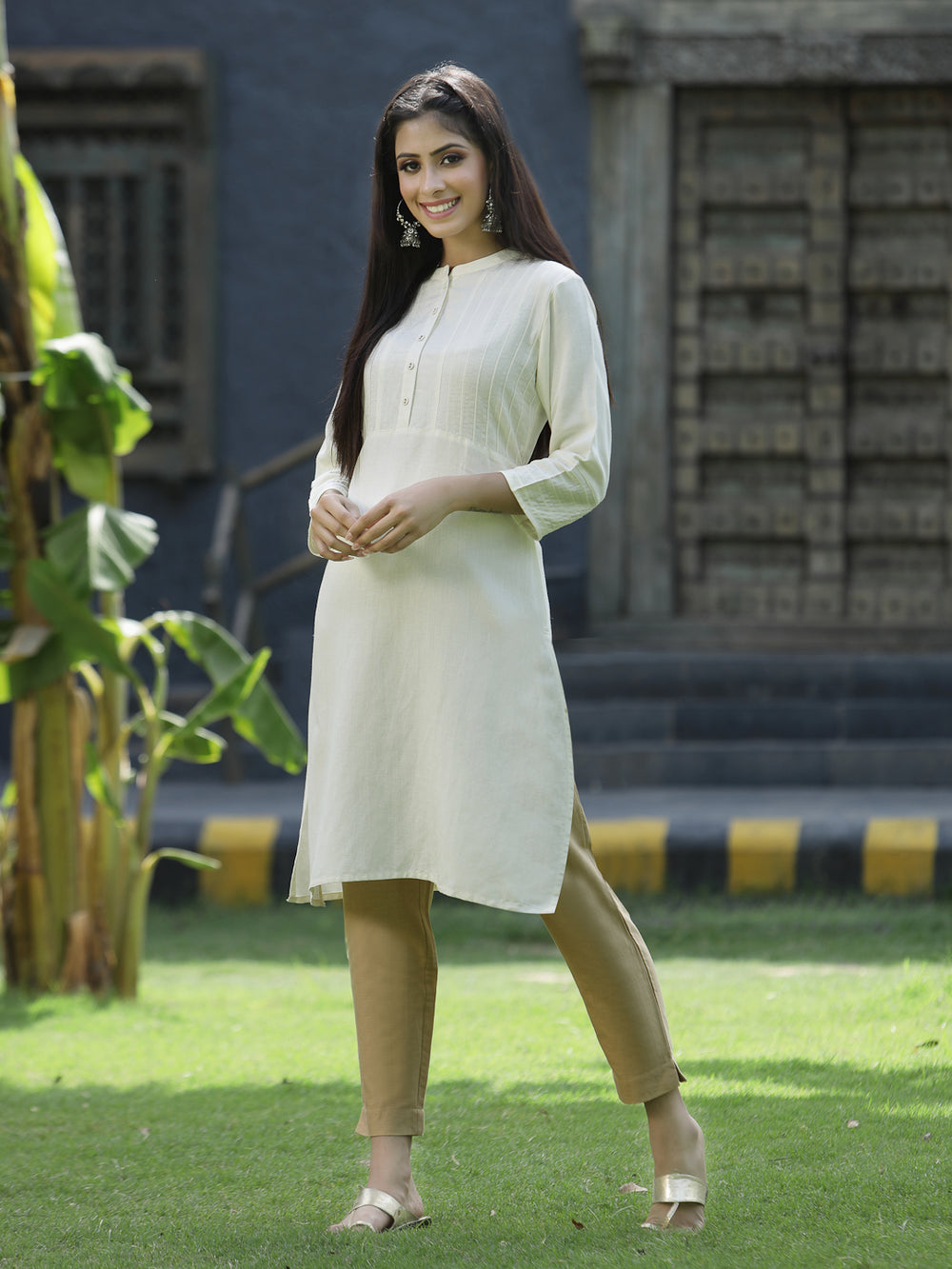 Juniper Ivory Rayon Festive Solid Straight Kurta For Women | Grocsy