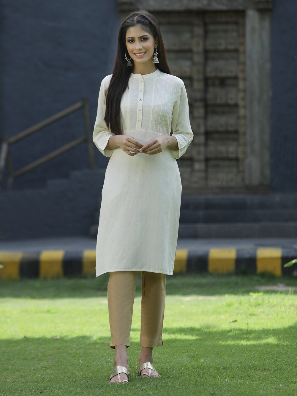 Juniper Ivory Rayon Festive Solid Straight Kurta For Women | Grocsy