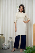 Juniper Rayon Knee-Length Straight Fit Kurta with Mandarin Collar | Grocsy