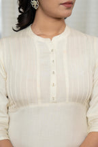 Juniper Rayon Knee-Length Straight Fit Kurta with Mandarin Collar | Grocsy