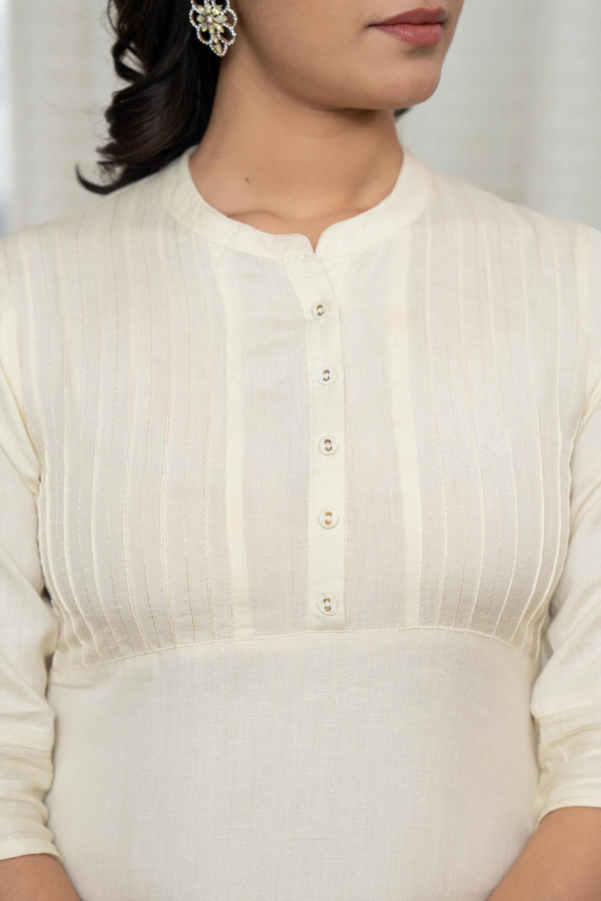 Juniper Rayon Knee-Length Straight Fit Kurta with Mandarin Collar | Grocsy