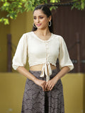 Juniper Off - White Rayon Festive Solid Straight Top For Women | Grocsy