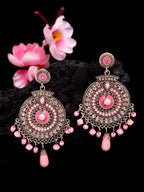Shining Diva Pink Circular Drop Earrings | Grocsy