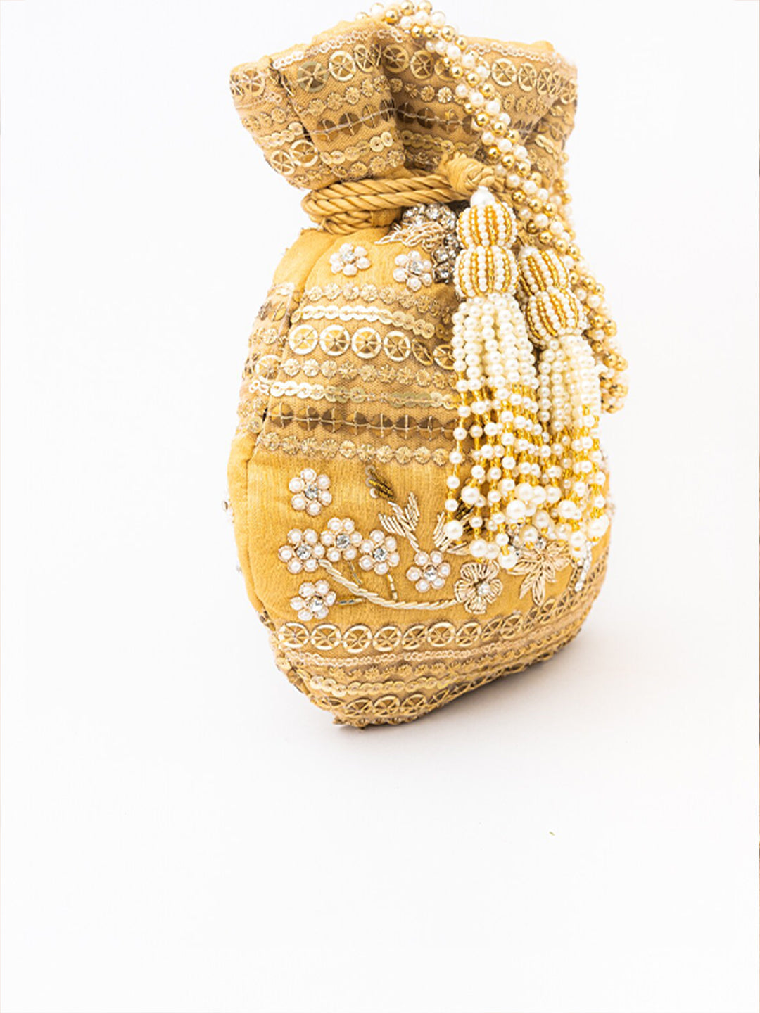 NR By Nidhi Rathi Women Gold Embroidered Potli Bag | Grocsy