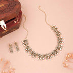 Tehzeeb Creations Gold Pleate White Colour Choker Set | Grocsy