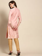 Sangria Women Pink & Yellow Ethnic Motifs Printed Kurta | Grocsy