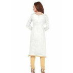 Cotton Embroidered Unstitched Salwar Suit - White | Grocsy