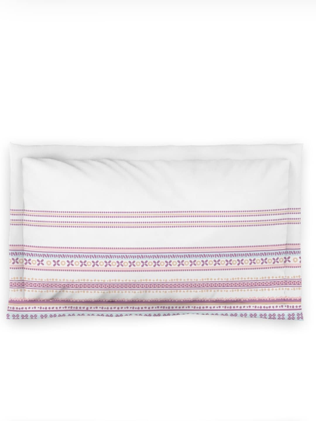 DDecor Purple & White Ethnic Motifs 144 TC Cotton Single Bedsheet with 1 Pillow Cover | Grocsy