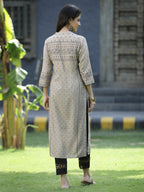 Juniper Beige Rayon Festive Placement Print Straight Kurta For Women | Grocsy