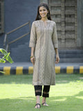 Juniper Beige Rayon Festive Placement Print Straight Kurta For Women | Grocsy
