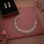 Tehzeeb Creations Gold Pleate Maroon & Green Colour Choker Set - Swadesiicart