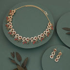 Tehzeeb Creations Gold Pleate Maroon & Green Colour Choker Set - Swadesiicart