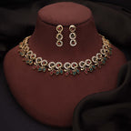 Tehzeeb Creations Gold Pleate Maroon & Green Colour Choker Set - Swadesiicart