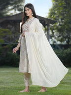 Juniper Off White Rayon Festive Printed Skd For Women | Grocsy