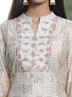 Juniper Off White Rayon Festive Printed Skd For Women | Grocsy
