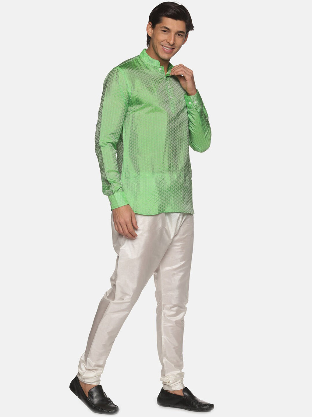 Sethukrishna Green Kurta with Pyjamas For Men | Grocsy