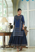 Juniper Indigo Chanderi Festive Printed Flared Kurta For Women | Grocsy
