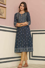 Juniper Teal Rayon Festive Handwork Sequence Anarkali Kurta For Women | Grocsy