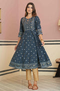Juniper Teal Rayon Festive Handwork Sequence Anarkali Kurta For Women | Grocsy