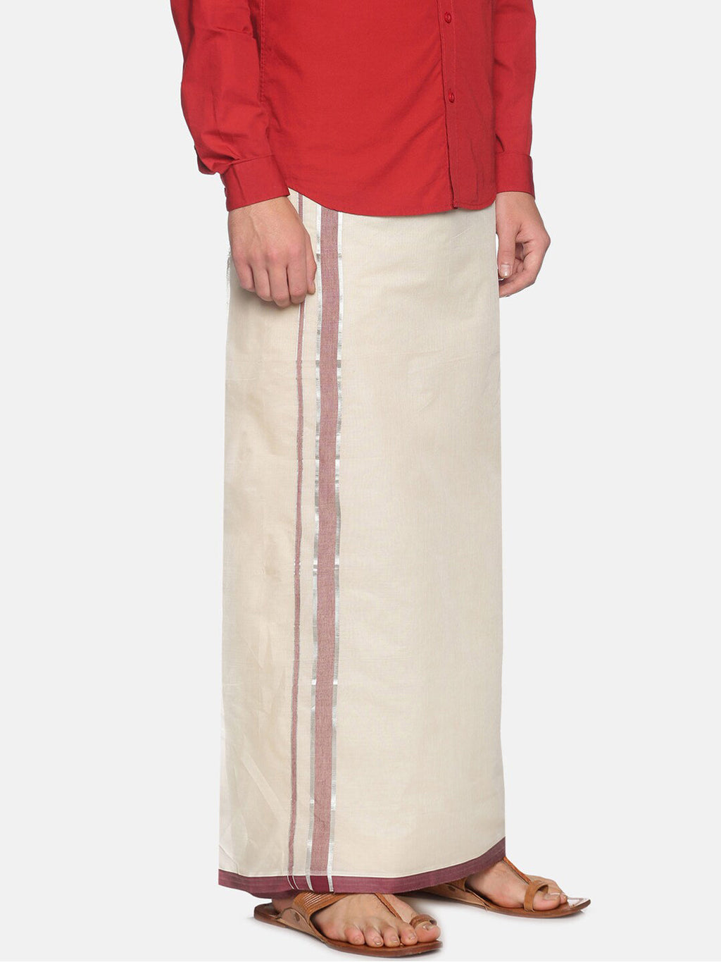 Sethukrishna Men Off White Traditional Kerala Double Mundu | Grocsy