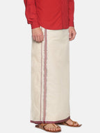 Sethukrishna Men Off White Traditional Kerala Double Mundu | Grocsy