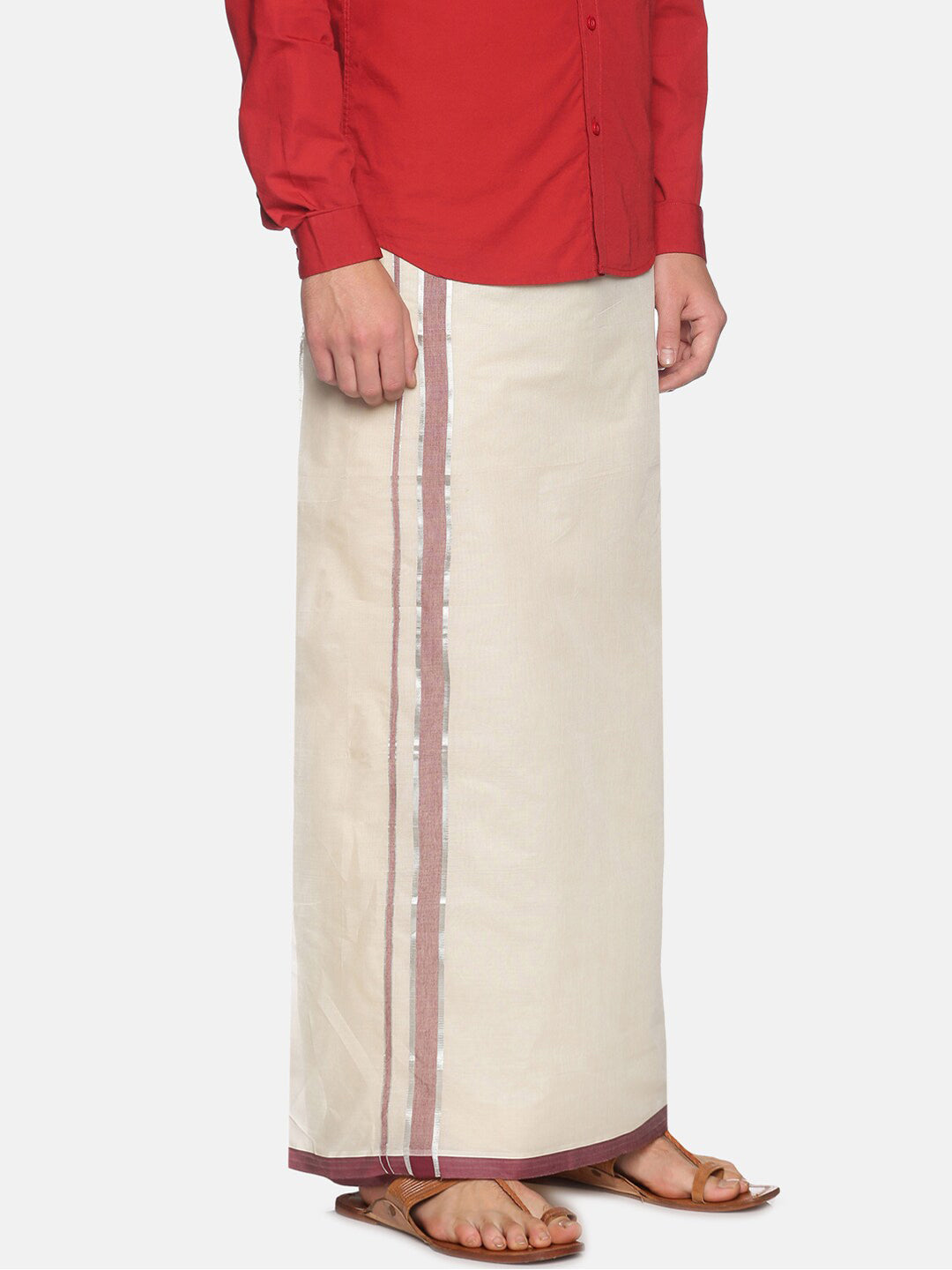 Sethukrishna Men Off White Traditional Kerala Double Mundu | Grocsy