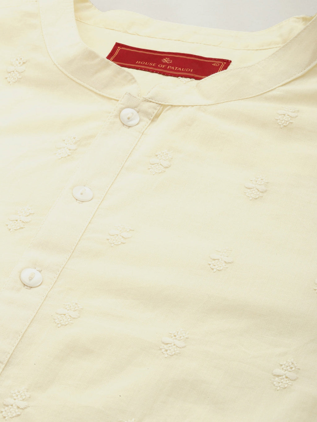 House of Pataudi Men Jashn Embroidered Regular Thread Work Pure Cotton Kurta with Patiala | Grocsy
