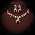 Tehzeeb Creations Rose Gold-Polished Baby Pink Colour Necklace With Stud | Grocsy