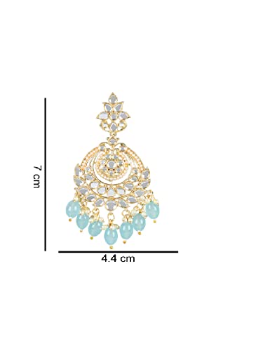 Gold-Polished Traditional Handcrafted Pearl Kundan Beaded Earrings for Women - Wahe Jewels - Swadesiicart
