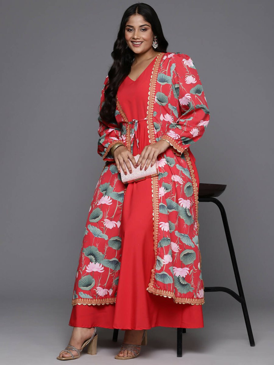 Ahalyaa Women's Traditional wear Ethnic Dress - Red | Grocsy