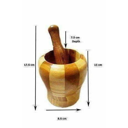 Wooden Motar Pestle Set (Brown) | Grocsy