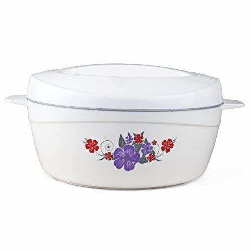 Roti Plus Plastic Casserole with Lid - White & Grey Color Combination | Grocsy