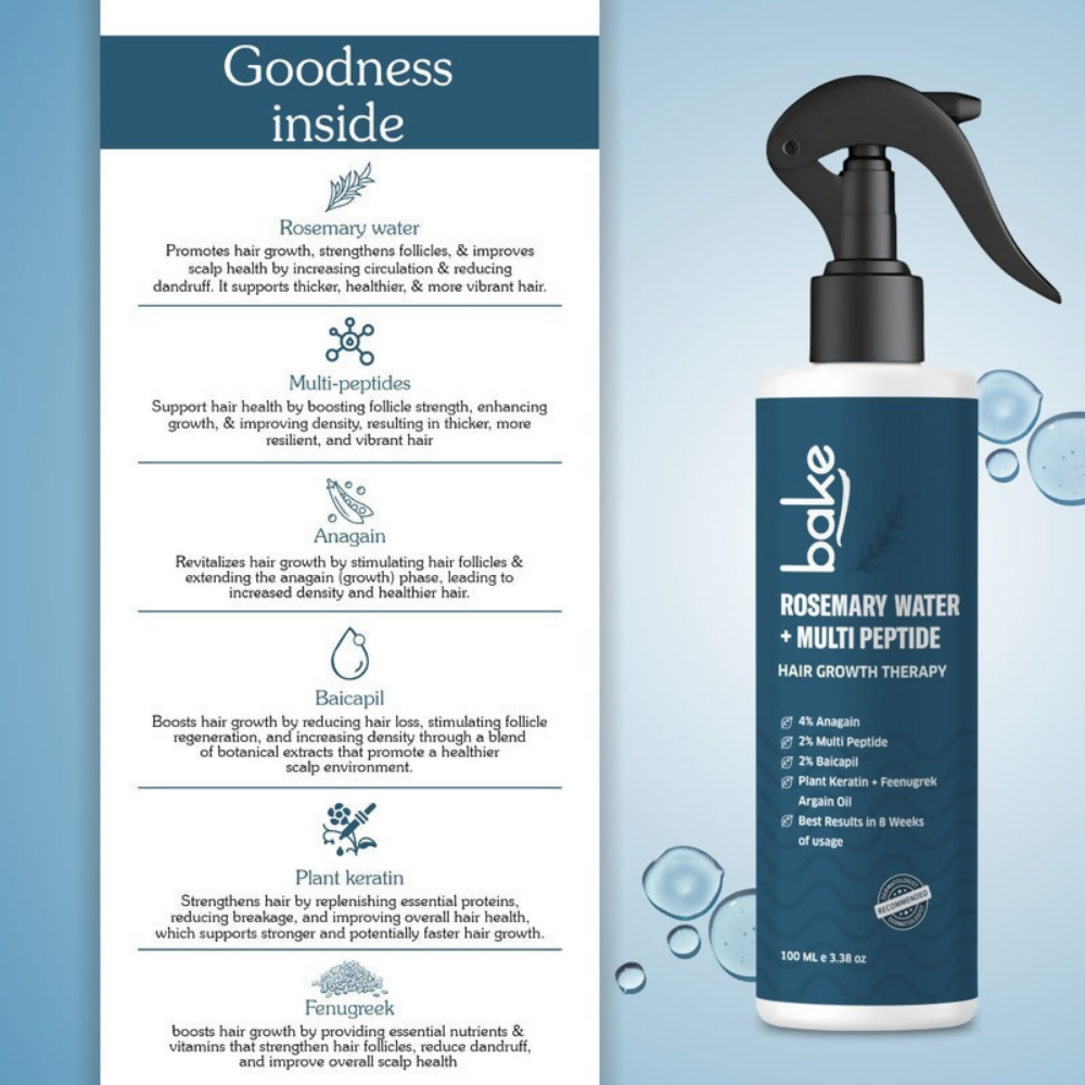 Bake Rosemary Water Hair Growth Spray with Multi Peptides | Grocsy