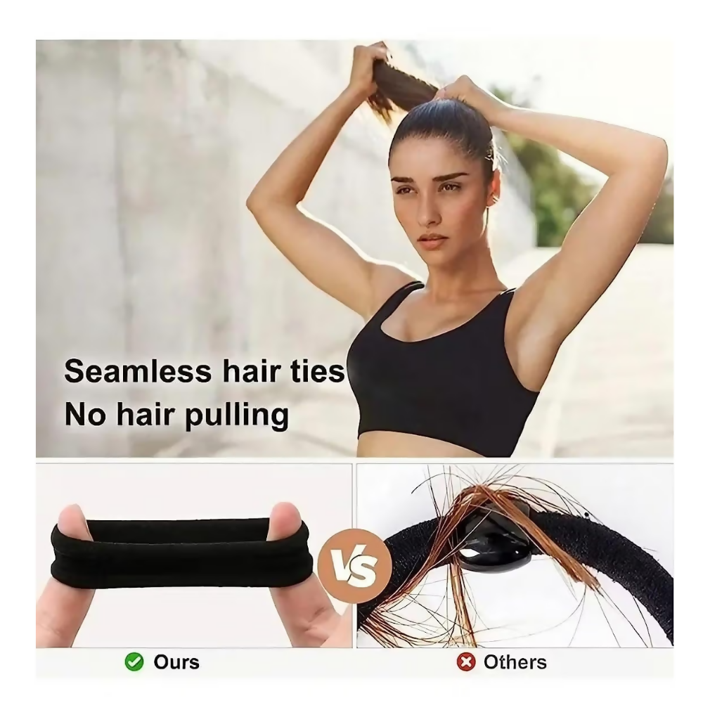 Bronson Professional Hair Rubber Bands Ponytail Holder with Storage Box - Black | Grocsy