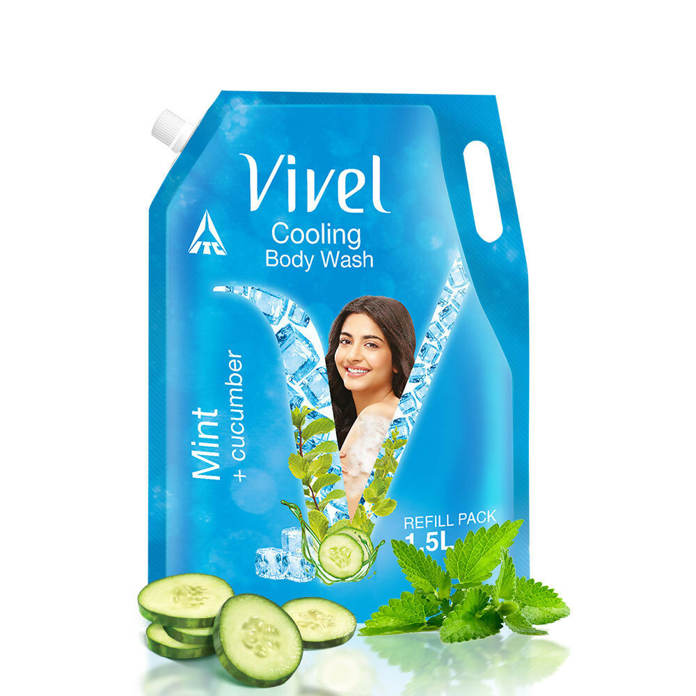 Vivel Cooling Body Wash Mint & Cucumber Moisturizing Shower Gel Supersaver XL Refill Pouch | Grocsy