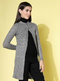 Women Self Design Long Grey Acrylic Winter Shrug - Wool Trees | Grocsy