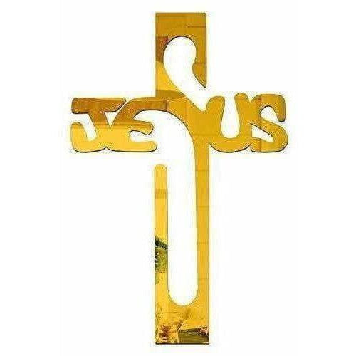 Gold Color - Jesus 3D Acrylic Mirror Wall Sticker | Grocsy