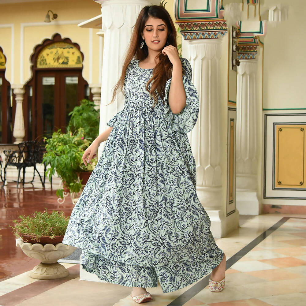 PartyWear Designer Mint Cream Pure Maslin Palazzo Suit - Anbazaar | Grocsy