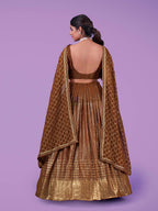 Myra Brown Georgette Embroidered Designer Lehenga | Grocsy