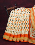 Combo of Off White and Orange Patan Patola Semi Chanderi Saree By Gayathri Reddy Designer Studio | Grocsy