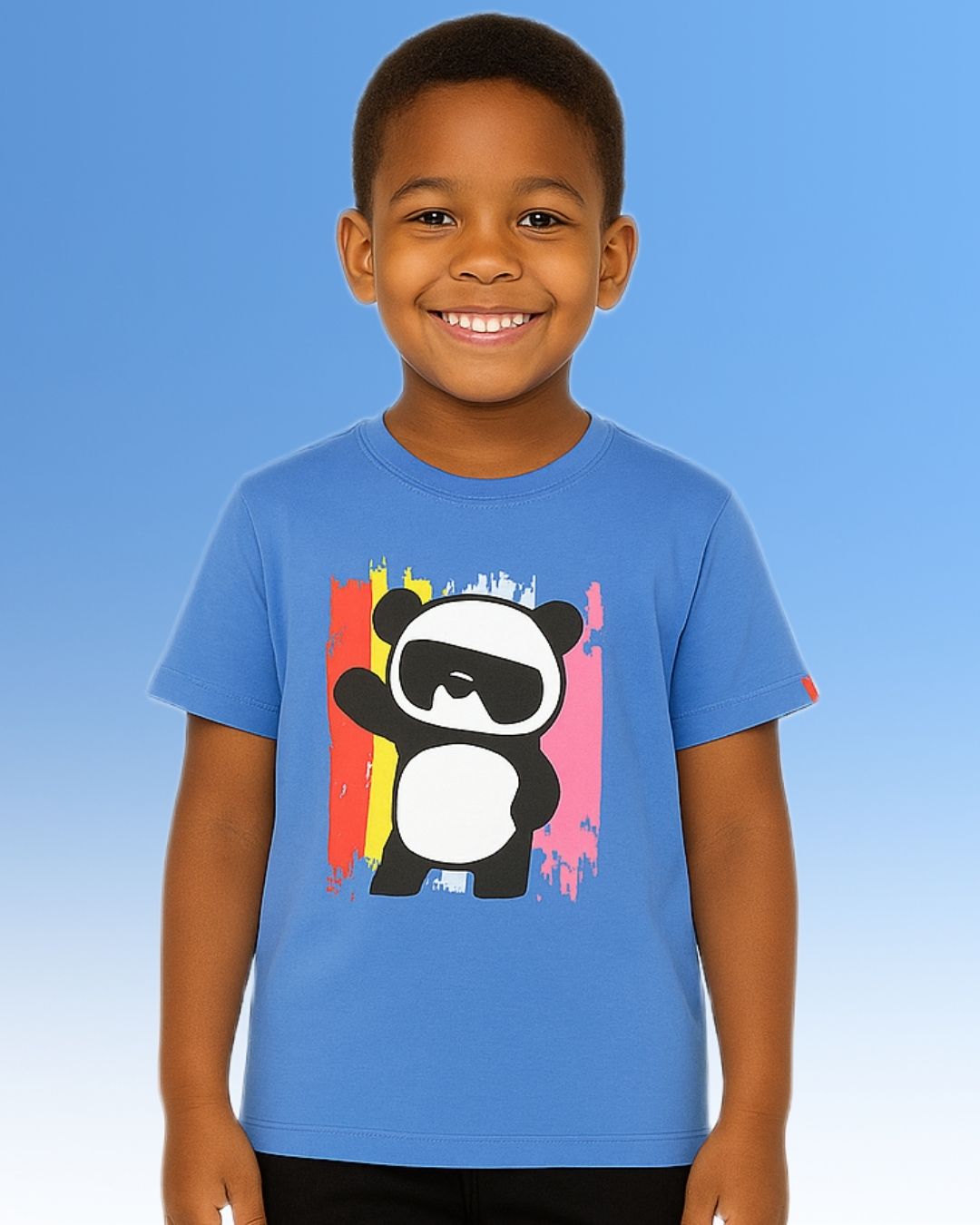 Chilins Round Neck Printed Cotton Tshirt, Color- Light Blue | Grocsy