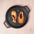 The Indus Valley CASTrong Cast Iron Fish Fry Pan, Pre-seasoned, Nonstick, 100% Pure, Toxin-free, Induction, 22.4/25cm, 1.5kg/2kg | Grocsy