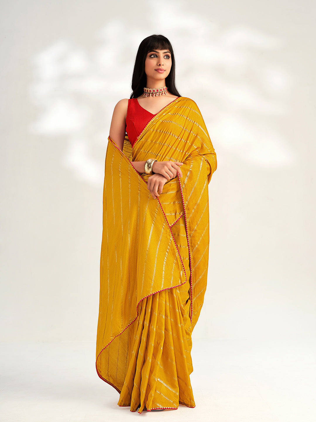 Sangria Striped Silk Blend Saree | Grocsy