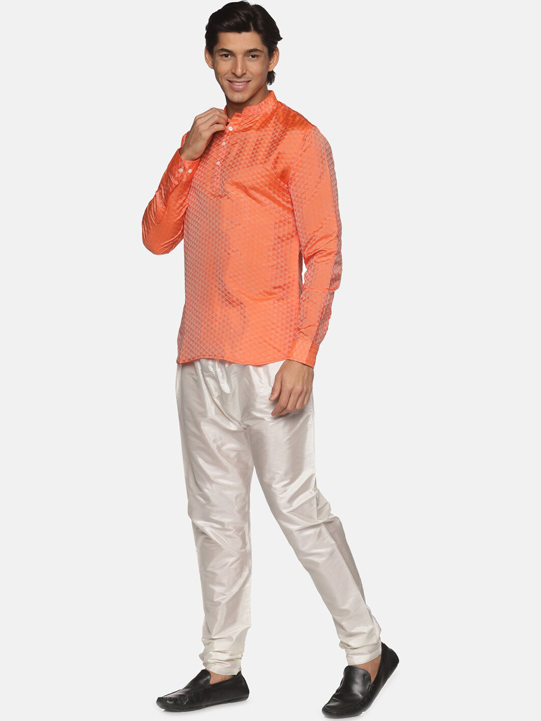Sethukrishna Mens Orange Kurta with Pyjamas | Grocsy