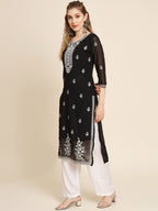 HERE&NOW Ethnic Motifs Embroidered Sequined Georgette Kurta | Grocsy