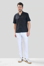 Xkind Black Embroidered Relaxed Fit Shirt | Grocsy