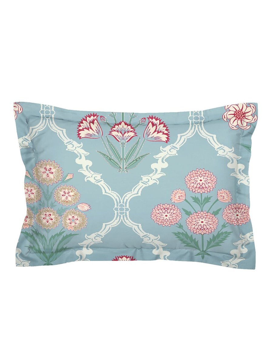 AEROHAVEN Premium Blue & Pink Ethnic Motifs Cotton 300 TC King Bedsheet & 2 Pillow Covers | Grocsy